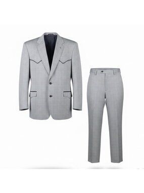 Circle S Mens Gray Wool Blend Western Suit Jacket & Pants Midweight Size 50R